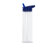 Transparante RPET fles met opvouwbare rietjesdop kleur blauw