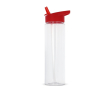 Transparante RPET fles met opvouwbare rietjesdop kleur rood