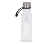 Transparante RPET fles met rubberen draaggreep 600ml kleur zwart