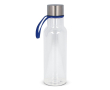 Transparante RPET fles met rubberen draaggreep 600ml kleur blauw