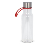 Transparante RPET fles met rubberen draaggreep 600ml kleur rood