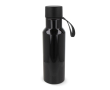 RPET fles met gekleurde rubberen draaggreep 600ml kleur zwart