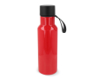 RPET fles met gekleurde rubberen draaggreep 600ml kleur rood