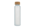 Fles van mat gerecycled glas met kurken dop 500 ml kleur wit