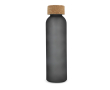 Fles van mat gerecycled glas met kurken dop 500 ml kleur zwart