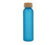 Fles van mat gerecycled glas met kurken dop 500 ml kleur blauw