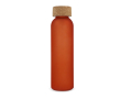 Fles van mat gerecycled glas met kurken dop 500 ml kleur oranje