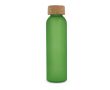 Fles van mat gerecycled glas met kurken dop 500 ml kleur groen