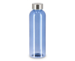 Fles van gerecycled plastic met zilverkleurige dop 500 ml kleur doorzichtig blauw