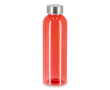 Fles van gerecycled plastic met zilverkleurige dop 500 ml kleur doorzichtig rood