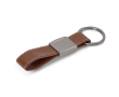 Leren sleutelhanger met personaliseerbaar metalen detail kleur bruin