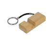 Bamboe sleutelhanger met koord en multifunctioneel als telefoonhouder kleur naturel