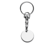 Ronde metalen sleutelhanger met munt voor winkelwagen kleur zilver