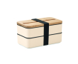 2-laags gerecyclede PP lunchbox met afscheider en bestek 2x400ml kleur beige