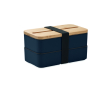 2-laags gerecyclede PP lunchbox met afscheider en bestek 2x400ml kleur marineblauw