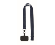 Polyester lanyard met veiligheidsgesp voor telefoon kleur blauw