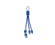 2-in-1 sleutelhanger met oplaadkabel met 3 aansluitingen kleur marineblauw