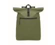 Polyester rugzak met rolsluiting voor 15'' laptop kleur miliair groen