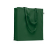 Kleurrijke tas van bio katoen met lange hengsels 220 g/m2 kleur donkergroen
