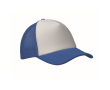 Baseballpet van polyester met wit voorpaneel 150 g/m² kleur wit/blauw