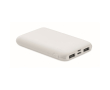 Rechthoekige powerbank van gerecycled ABS 5.000 mAh kleur wit