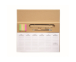 Weekplanner met pen met blauwe inkt, liniaal en stickers kleur beige