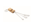 Bamboe sleutelhanger met telefoonhouder en opladers kleur hout