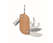 Sleutelhanger van acaciahout met 7 gereedschappen en LED-licht kleur hout