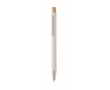 Gerecyclede aluminium pen met bamboe drukknop, blauwe inkt kleur wit