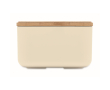 Lunchbox gemaakt van maïs met bamboe deksel en elastische sluiting 1L kleur beige
