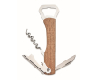 Bamboe opener met 2 flessenopeners, een kurkentrekker en een snijder kleur hout