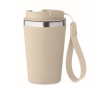 Gerecyclede roestvrijstalen thermobeker met draagriem 350 ml kleur beige