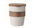 Roestvrijstalen beker met verwijderbaar houten detail 350 ml kleur wit