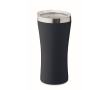 Gerecyclede roestvrijstalen thermobeker met transparant deksel 160 ml kleur marineblauw