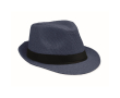 Papieren strohoed met zwarte polyester band kleur blauw