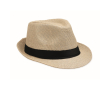 Papieren strohoed met zwarte polyester band kleur beige