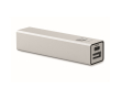 Powerbank van gerecycled aluminium voor smartphone 2.600 mAh kleur mat zilver