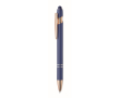 Gerecyclede aluminium pen met roségouden details, blauwe inkt kleur blauw