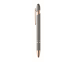 Gerecyclede aluminium pen met roségouden details, blauwe inkt kleur donkergrijs