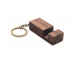 Sleutelhanger van walnoothout met functie als telefoonstandaard kleur hout