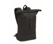 Roll-top rugzak voor laptop van gerecycled katoen 15 inch kleur zwart