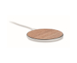 Draadloze ronde oplader met walnoothouten bovenzijde 15W kleur hout
