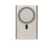 Magnetische draadloze snellader met powerbank 15W kleur mat zilver