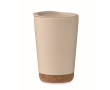 Dubbelwandige meeneembeker met kurkdetail aan de basis 300ml kleur beige