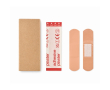 Set van 15 plakstrips in een doosje met logo van gerecycled papier kleur beige
