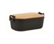 Lunchbox met bamboedeksel en 2 zijsluitingen 700ml kleur zwart