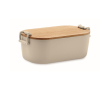 Lunchbox met bamboedeksel en 2 zijsluitingen 700ml kleur beige