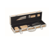 Doos met houten look. Bevat 3-delige barbequeset kleur hout