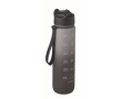 RPET-fles met tuit en waterconsumptie-indicator 1L kleur zwart