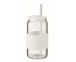 Borosilicaat glas met bijpassend rietje en siliconen band 550ml kleur wit